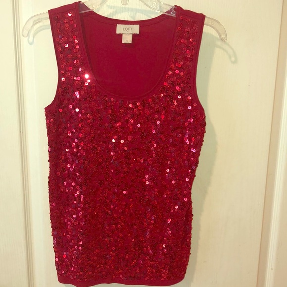 Loft XS red sequins tank - Picture 1 of 3